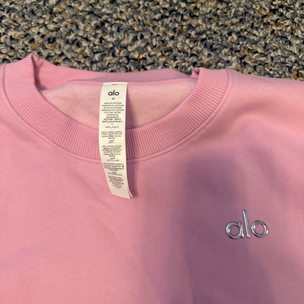NWT ALO YOGA Accolade Crewneck Pullover Candy Heart Pink - Picture 6 of 6
